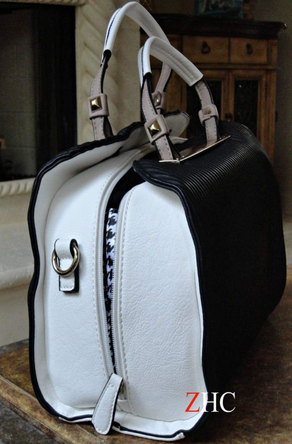 Coach Handbag Purse Tote Bag F13533 Kisslock Framed Signature Khaki White  Purse | eBay